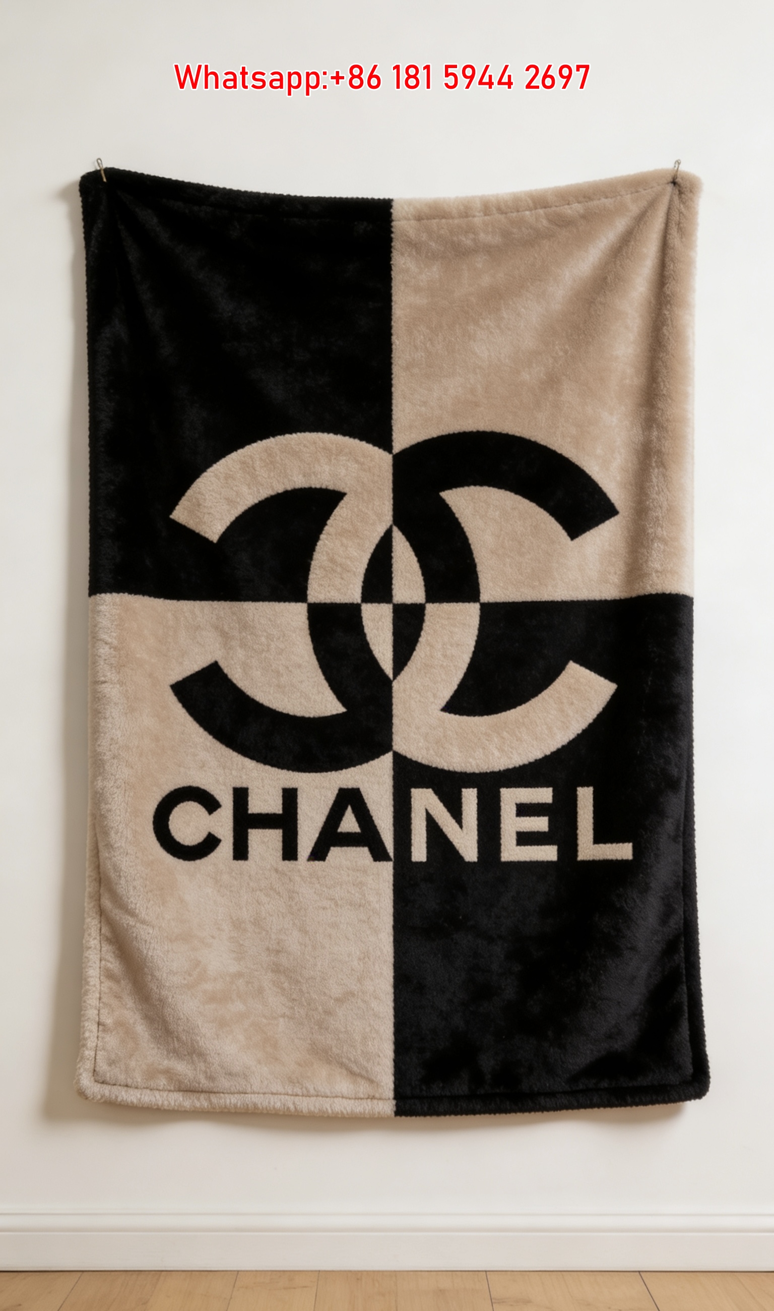 Chanel Checkerboard CC Logo Flannel Throw Blanket IMG_7150